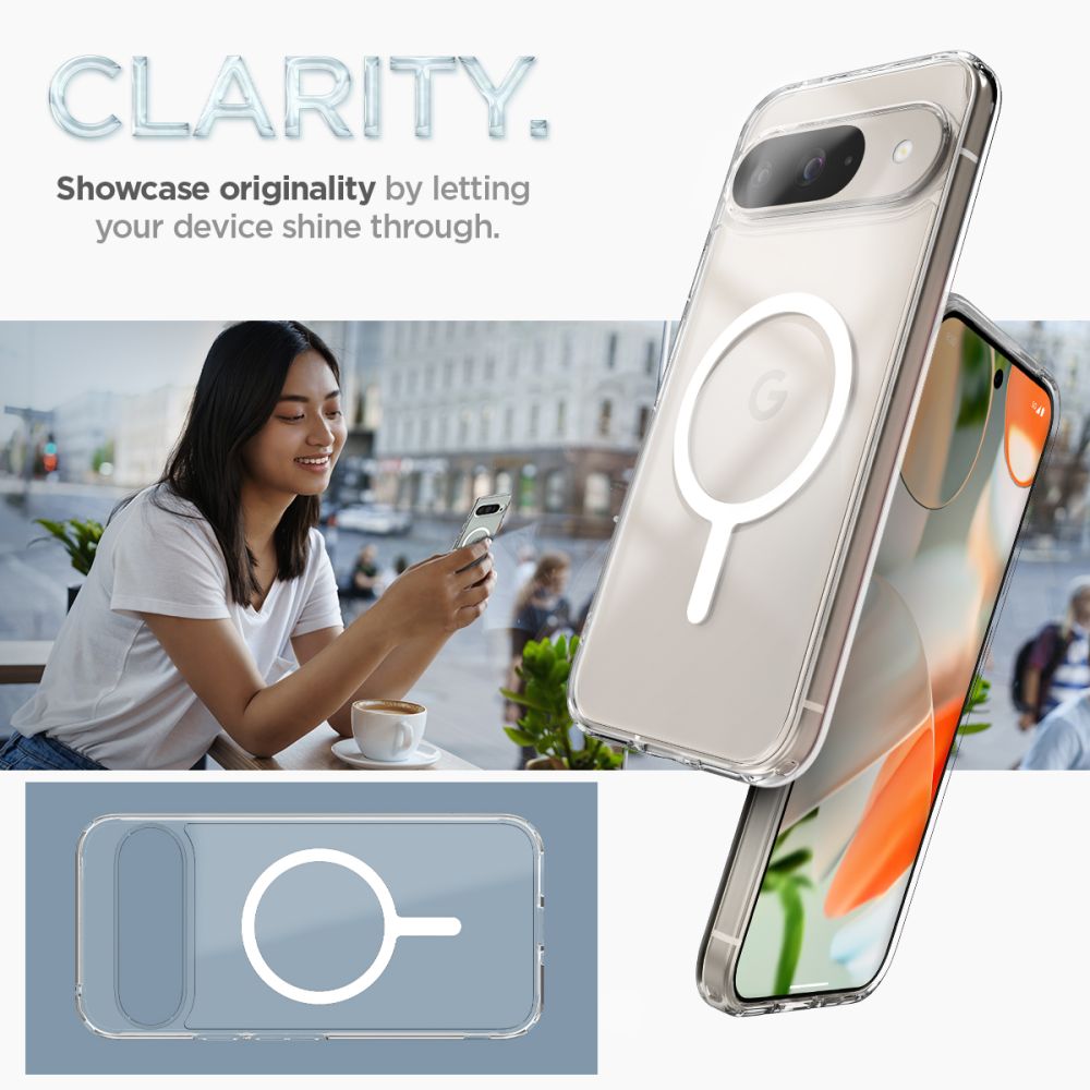 COPERTURA SPIGEN ULTRA HYBRID ONETAP RING MAGSAFE GOOGLE PIXEL 9 PRO BIANCA