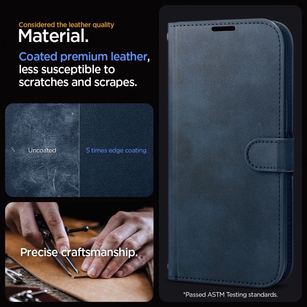 COPERTURA LIBRO SPIGEN WALLET "S" PER IPHONE 15 PRO NAVY