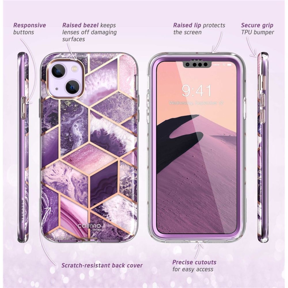 COPERTURA SUPCASE COSMO IPHONE 14 PLUS MARBLE PURPLE