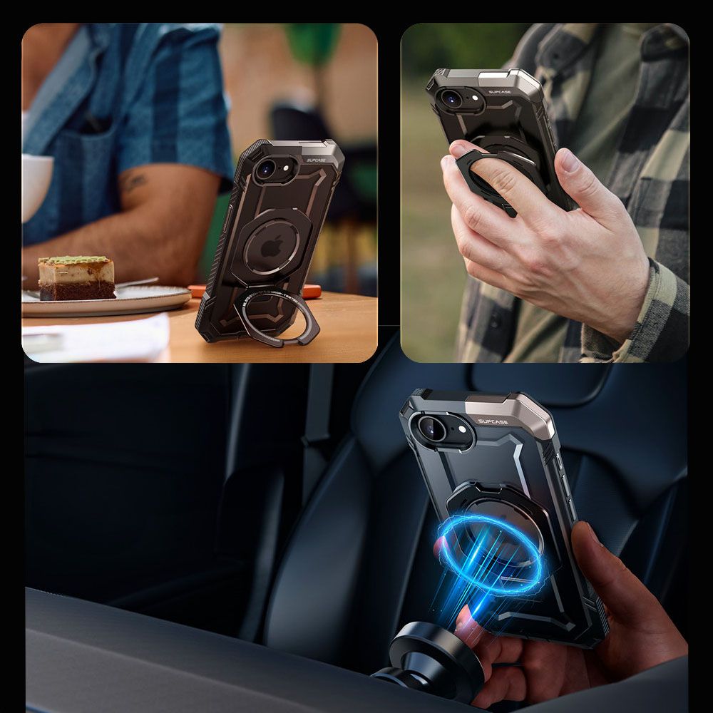 COPERTURA SUPCASE UB GRIP MAG MAGSAFE IPHONE 16E NERA