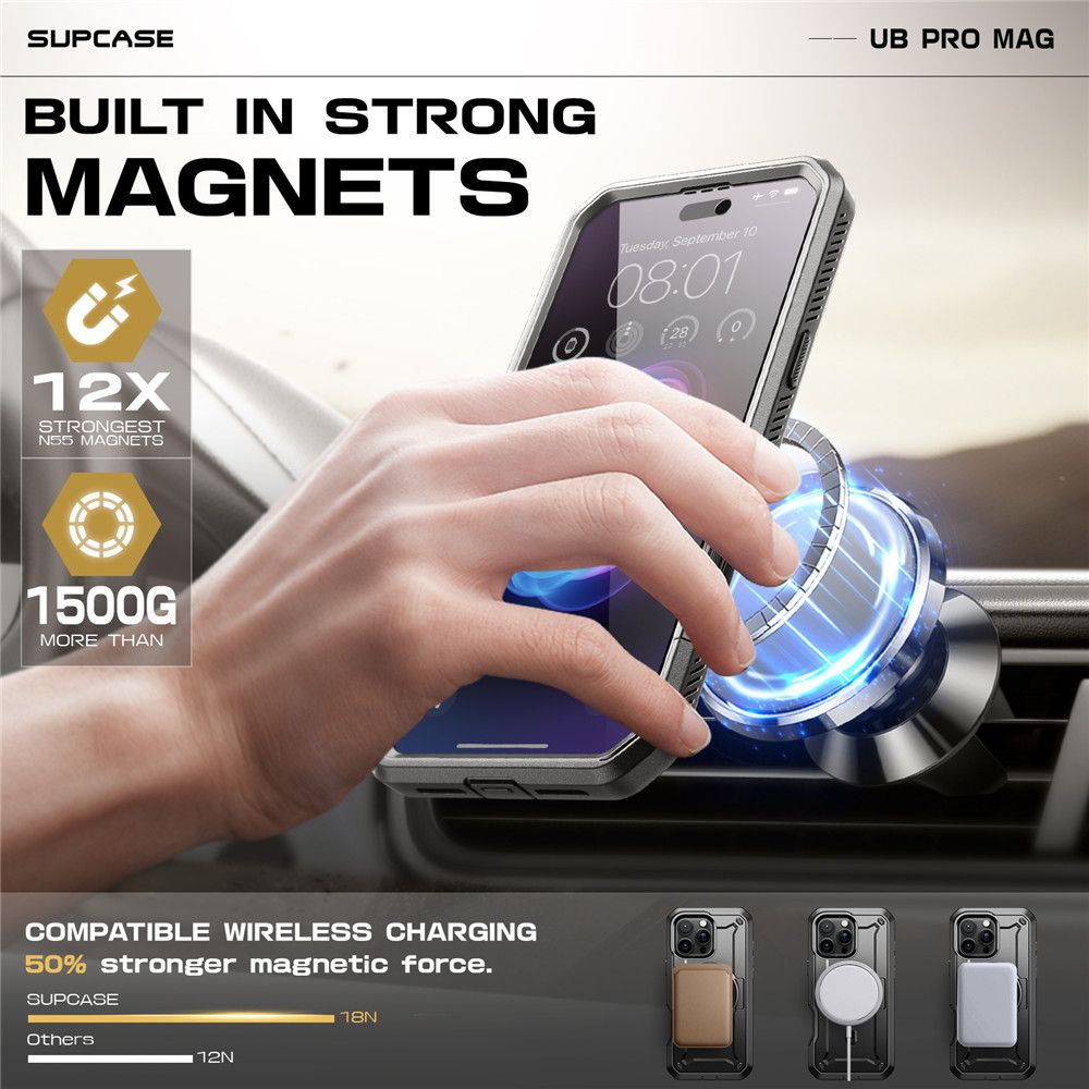 COPERTURA SUPCASE UB PRO MAG MAGSAFE IPHONE 16 PRO NERA