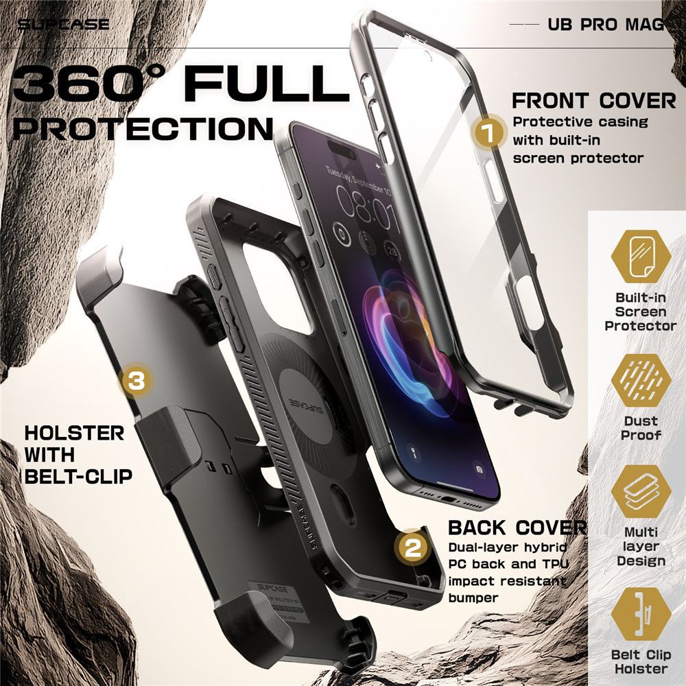 COPERTURA SUPCASE UB PRO MAG MAGSAFE IPHONE 16 PRO MAX NERA