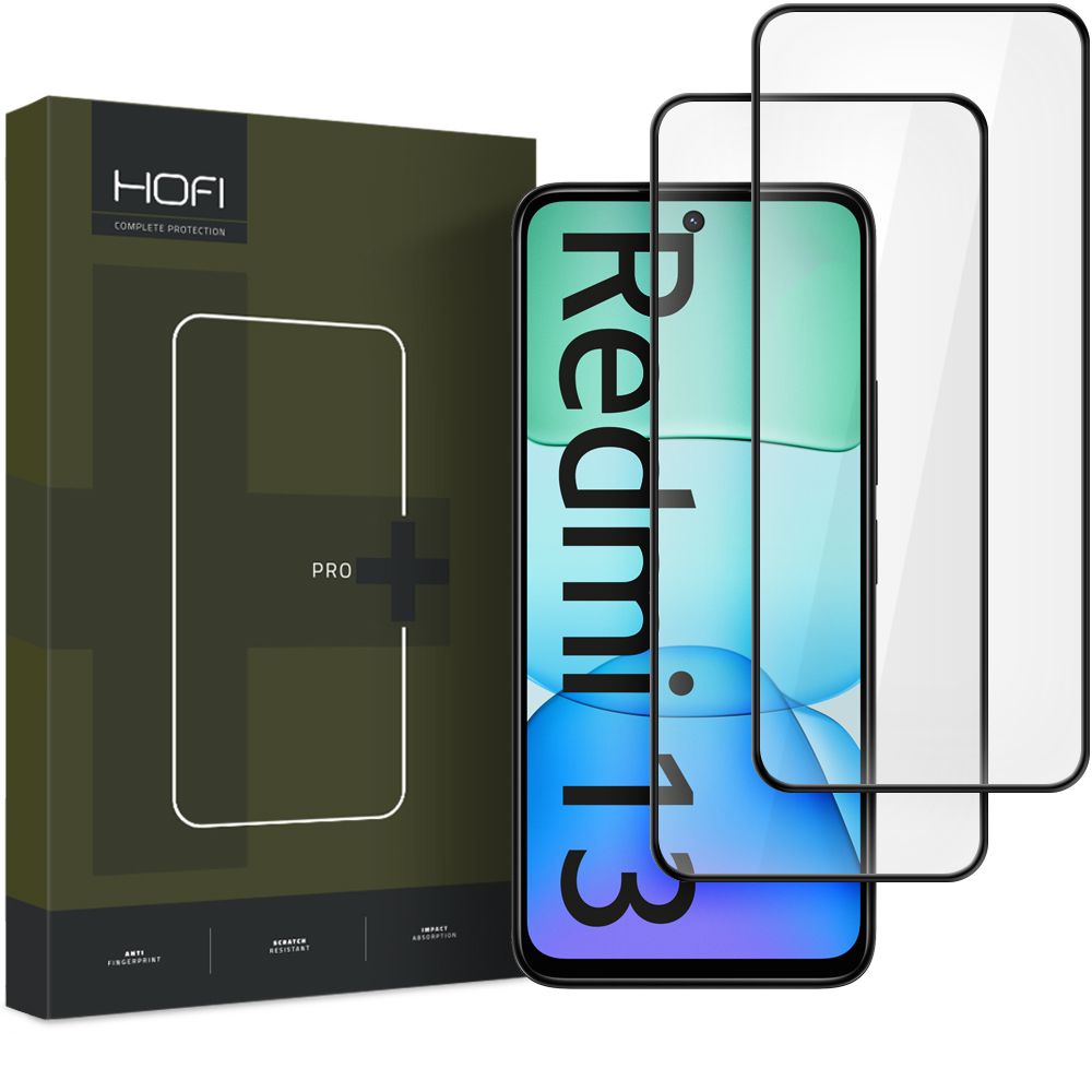 2X VETRO TEMPERATO HOFI GLASS PRO+ 2-PACK XIAOMI REDMI 13 NERO