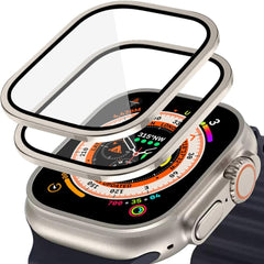 2X VETRO TEMPERATO PER APPLE WATCH ULTRA 1 / 2 (49 MM) HOFI GLASS RING 2-PACK TITANIO