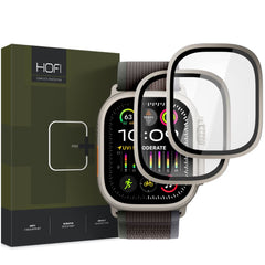 2X VETRO TEMPERATO PER APPLE WATCH ULTRA 1 / 2 (49 MM) HOFI GLASS RING 2-PACK TITANIO