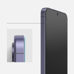 2X VETRO TEMPERATO CON RINGKE EASY SLIDE FRAME INSTALLAZIONE 2-PACK GALAXY S24 TRASPARENTE