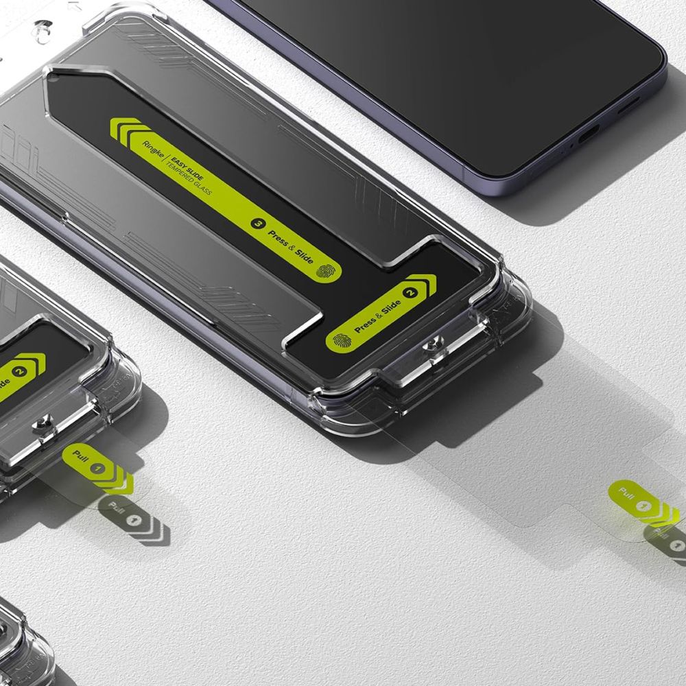 2X VETRO TEMPERATO CON RINGKE EASY SLIDE FRAME INSTALLAZIONE 2-PACK GALAXY S24 TRASPARENTE