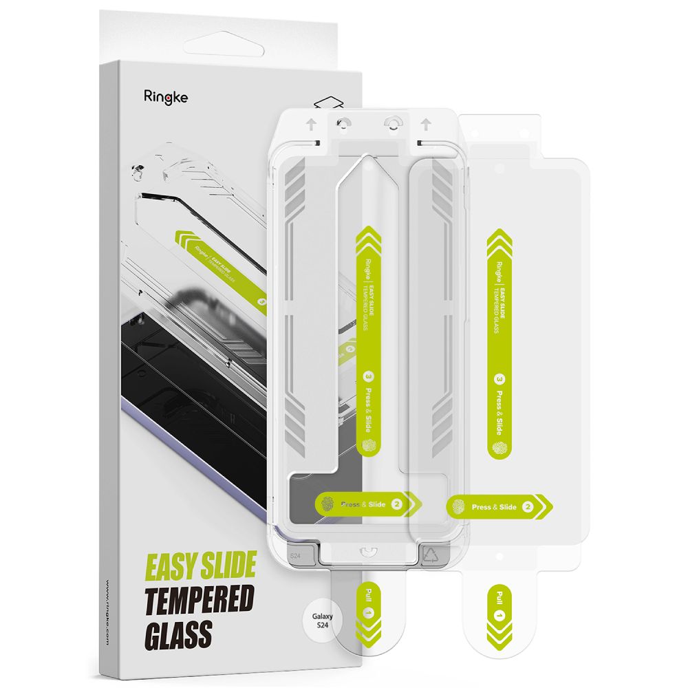 2X VETRO TEMPERATO CON RINGKE EASY SLIDE FRAME INSTALLAZIONE 2-PACK GALAXY S24 TRASPARENTE