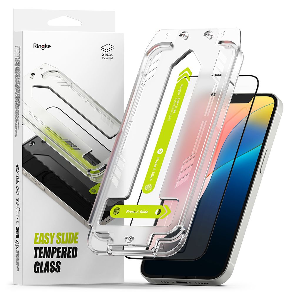 VETRO TEMPERATO RINGKE EASY SLIDE 2-PACK IPHONE 13 / 13 PRO / 14 / 16E TRASPARENTE