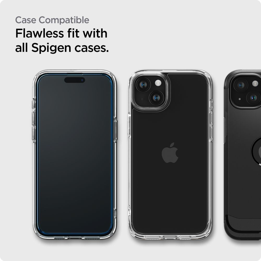 VETRO TEMPERATO SPIGEN ALM GLASS FC 2-PACK IPHONE 15 PLUS NERO