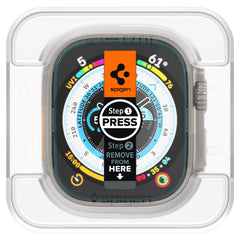 2X VETRO TEMPERATO PER APPLE WATCH ULTRA 49 MM SPIGEN GLAS.TR "EZ FIT" 2-PACK TRASPARENTE