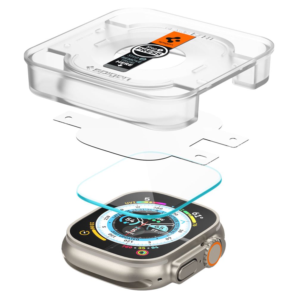 2X VETRO TEMPERATO PER APPLE WATCH ULTRA 49 MM SPIGEN GLAS.TR "EZ FIT" 2-PACK TRASPARENTE