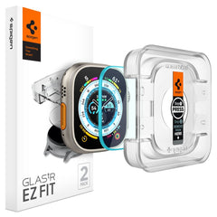 2X VETRO TEMPERATO PER APPLE WATCH ULTRA 49 MM SPIGEN GLAS.TR "EZ FIT" 2-PACK TRASPARENTE