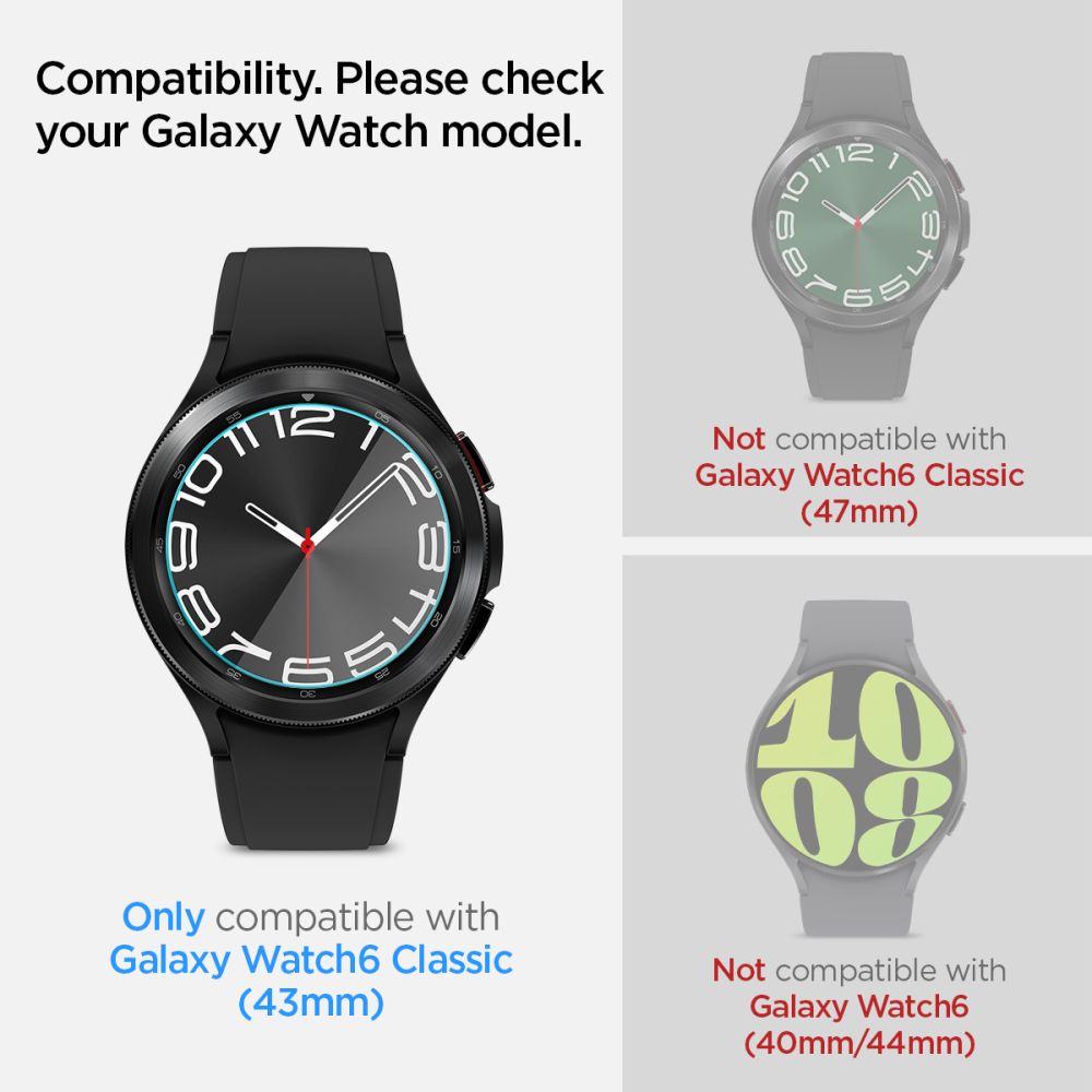 VETRO TEMPERATO SPIGEN GLAS.TR "EZ-FIT" 2-PACK GALAXY WATCH 6 CLASSIC (43 MM) TRASPARENTE