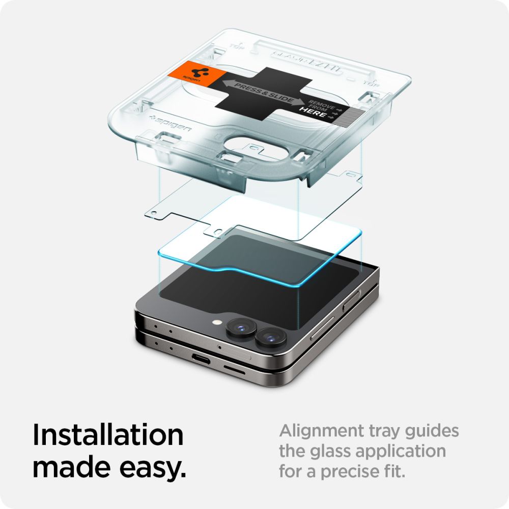 2X VETRO TEMPERATO PER SAMSUNG GALAXY Z FLIP 6 SPIGEN GLAS.TR "EZ FIT" 2-PACK TRASPARENTE