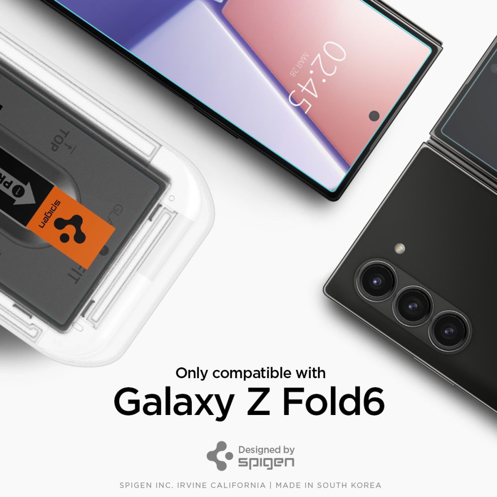 2X VETRO TEMPERATO PER SAMSUNG GALAXY Z FOLD 6 SPIGEN GLAS.TR "EZ FIT" 2-PACK TRASPARENTE