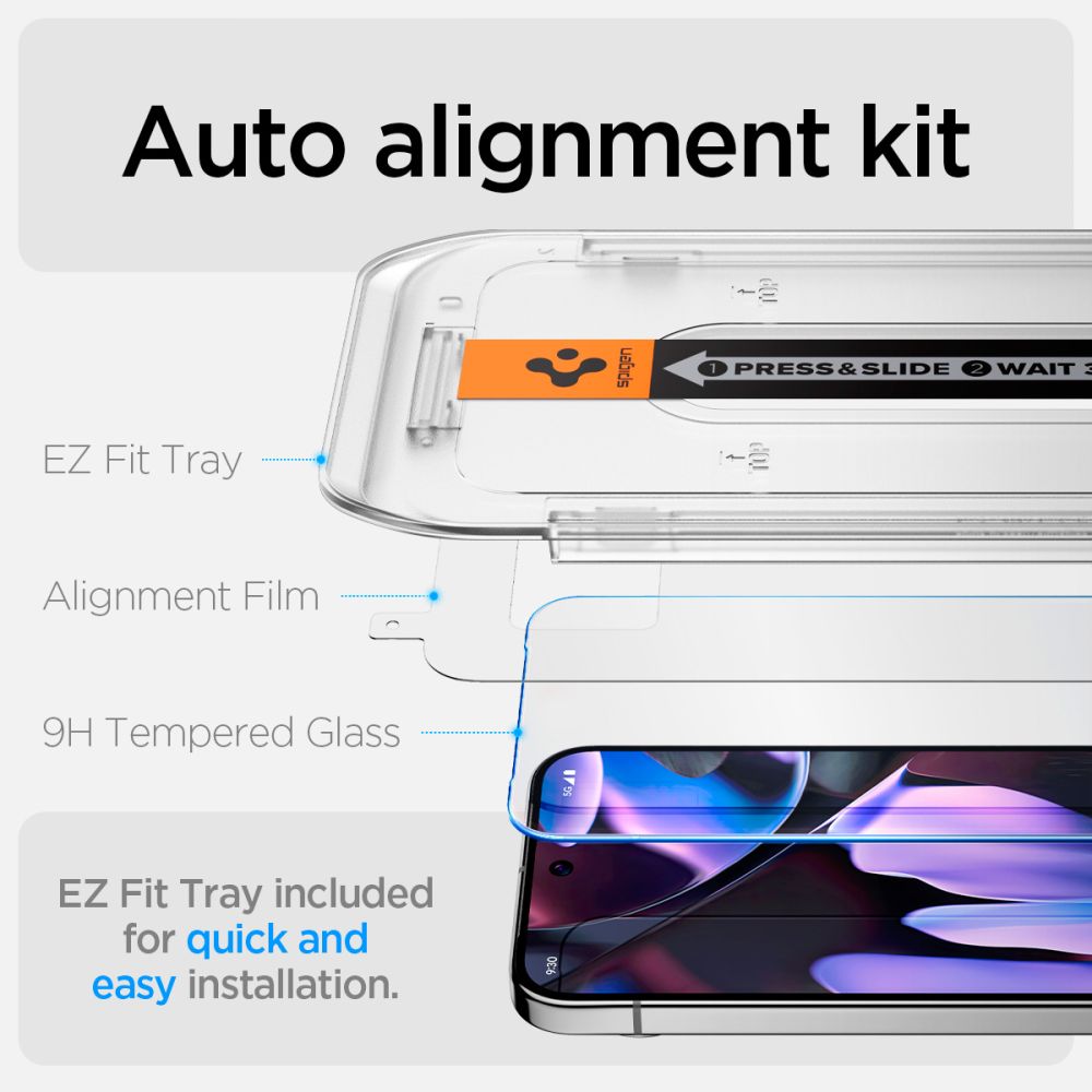 VETRO TEMPERATO SPIGEN GLAS.TR "EZ FIT" 2-PACK GOOGLE PIXEL 9 / 9 PRO TRASPARENTE