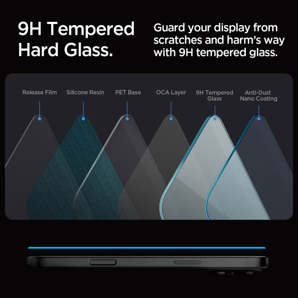 VETRO TEMPERATO SPIGEN GLAS.TR "EZ FIT" 2-PACK IPHONE 16 PRO MAX TRASPARENTE