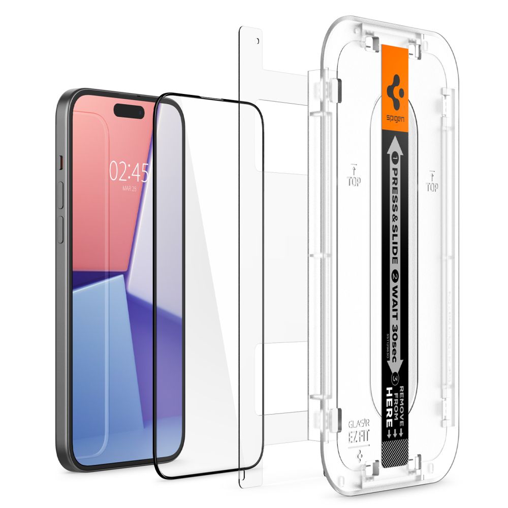 VETRO TEMPERATO SPIGEN GLAS.TR "EZ FIT" FC IPHONE 15 NERO