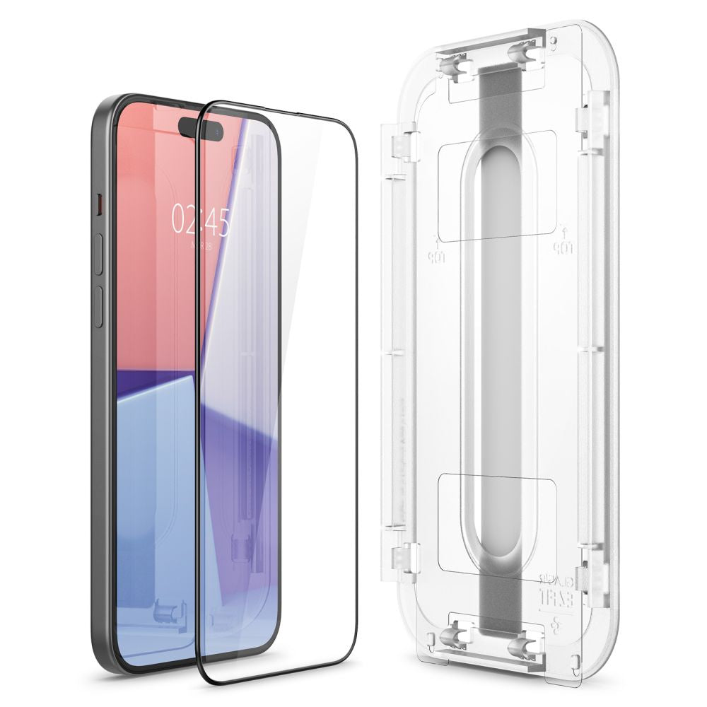 VETRO TEMPERATO SPIGEN GLAS.TR "EZ FIT" FC IPHONE 15 NERO
