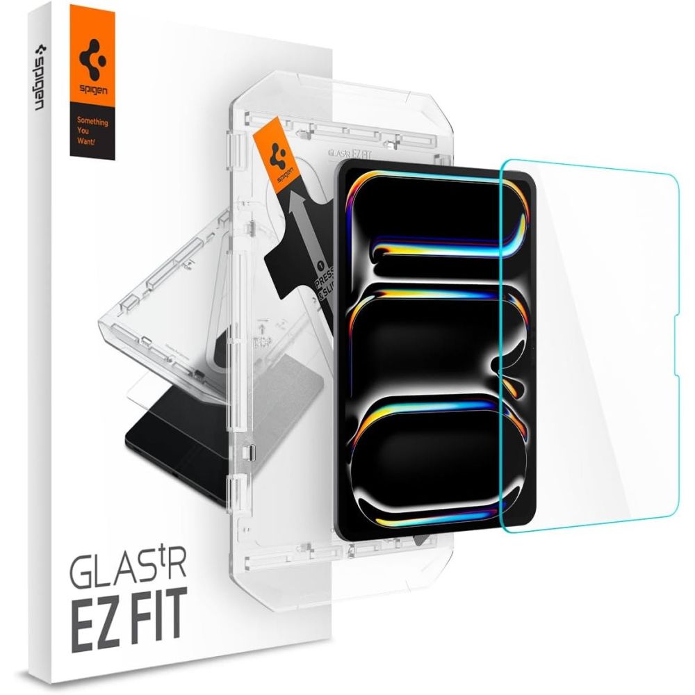 VETRO TEMPERATO PER IPAD PRO 11 5 / 2024 SPIGEN GLAS.TR "EZ FIT" TRASPARENTE