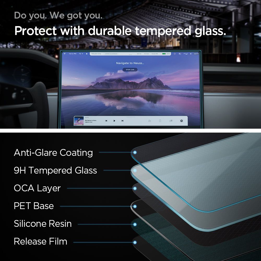 VETRO TEMPERATO SPIGEN GLASS FC "EZ FIT" TESLA MODEL X 2022 / MODEL S 2021 NERO