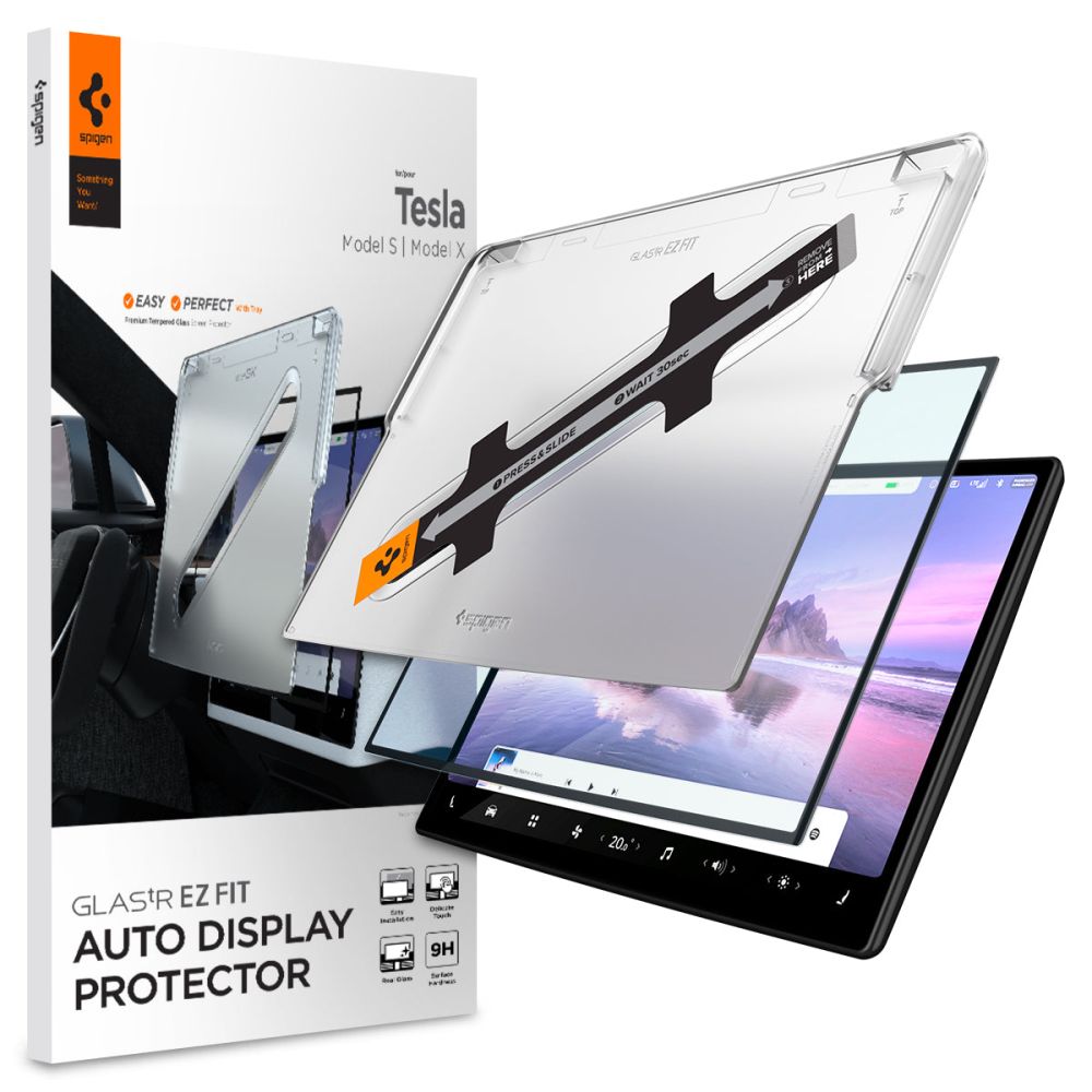 VETRO TEMPERATO SPIGEN GLASS FC "EZ FIT" TESLA MODEL X 2022 / MODEL S 2021 NERO