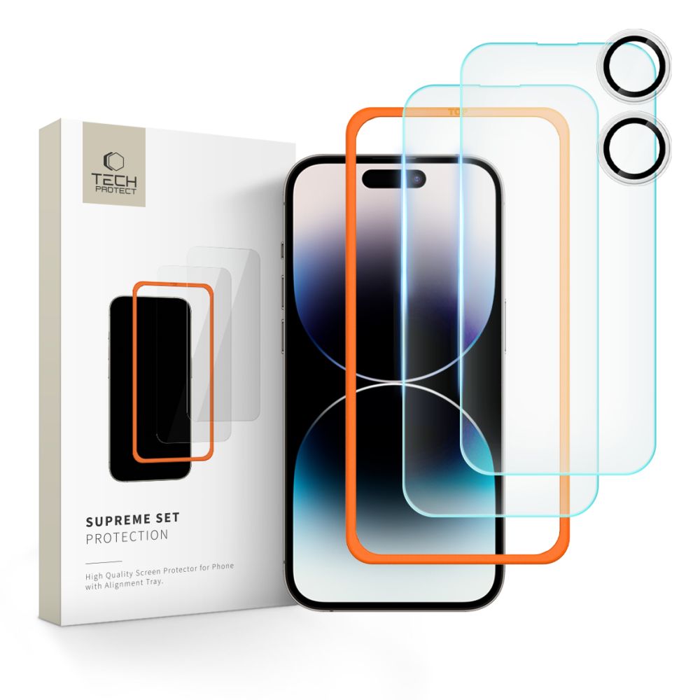 VETRO TEMPERATO TECH-PROTECT SUPREME SET 3-PACK IPHONE 16 PLUS TRASPARENTE