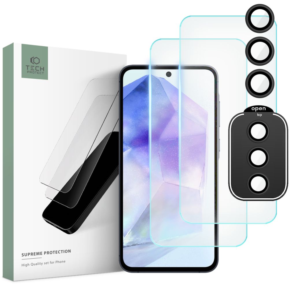 VETRO TEMPERATO TECH-PROTECT SUPREME SET GALAXY A55 5G TRASPARENTE