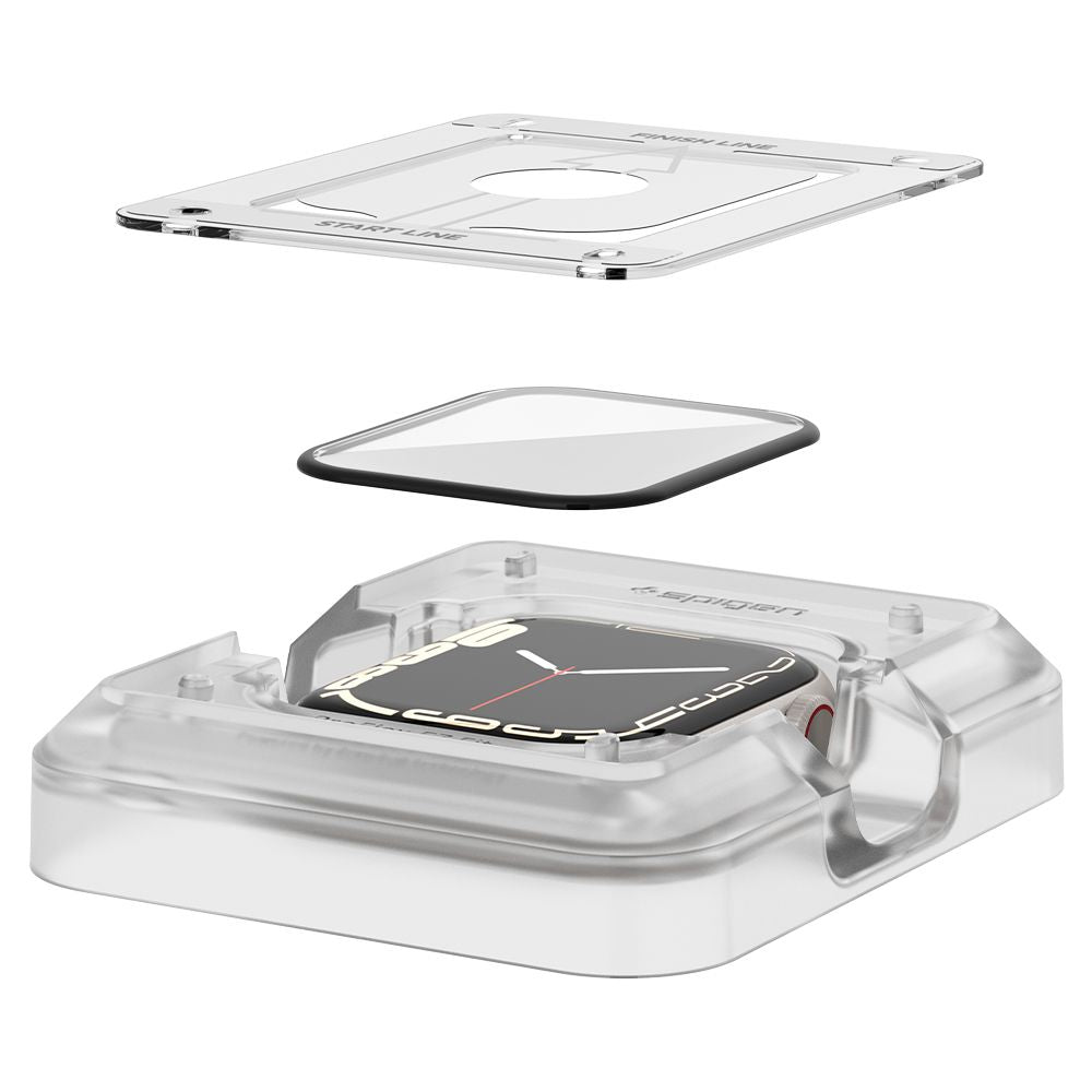 2X VETRO TEMPERATO PER APPLE WATCH 45 MM SPIGEN PROFLEX "EZ FIT" 2-PACK TRASPARENTE