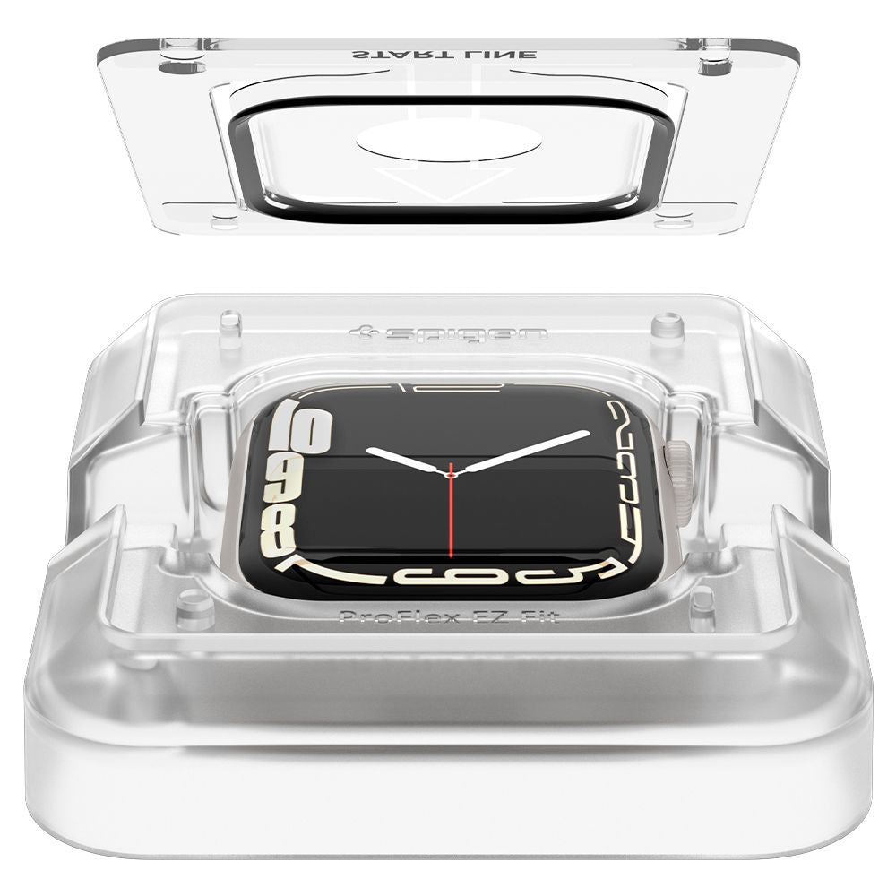 2X VETRO TEMPERATO PER APPLE WATCH 45 MM SPIGEN PROFLEX "EZ FIT" 2-PACK TRASPARENTE