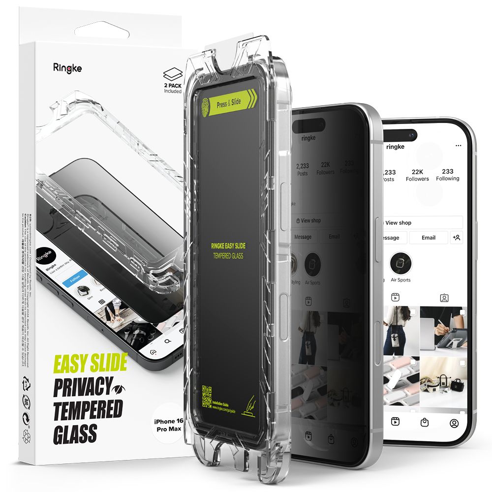 VETRO TEMPERATO RINGKE EASY SLIDE 2-PACK IPHONE 16 PRO MAX PRIVACY