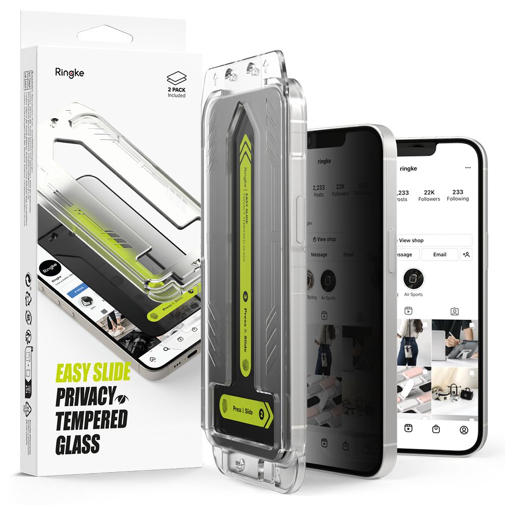 VETRO TEMPERATO RINGKE EASY SLIDE 2-PACK IPHONE 16E PRIVACY