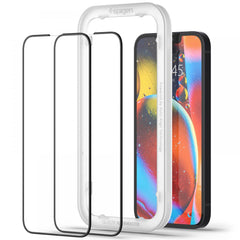 2X VETRO TEMPERATO SPIGEN ALM GLASS FC 2-PACK IPHONE 13 / 13 PRO NERO