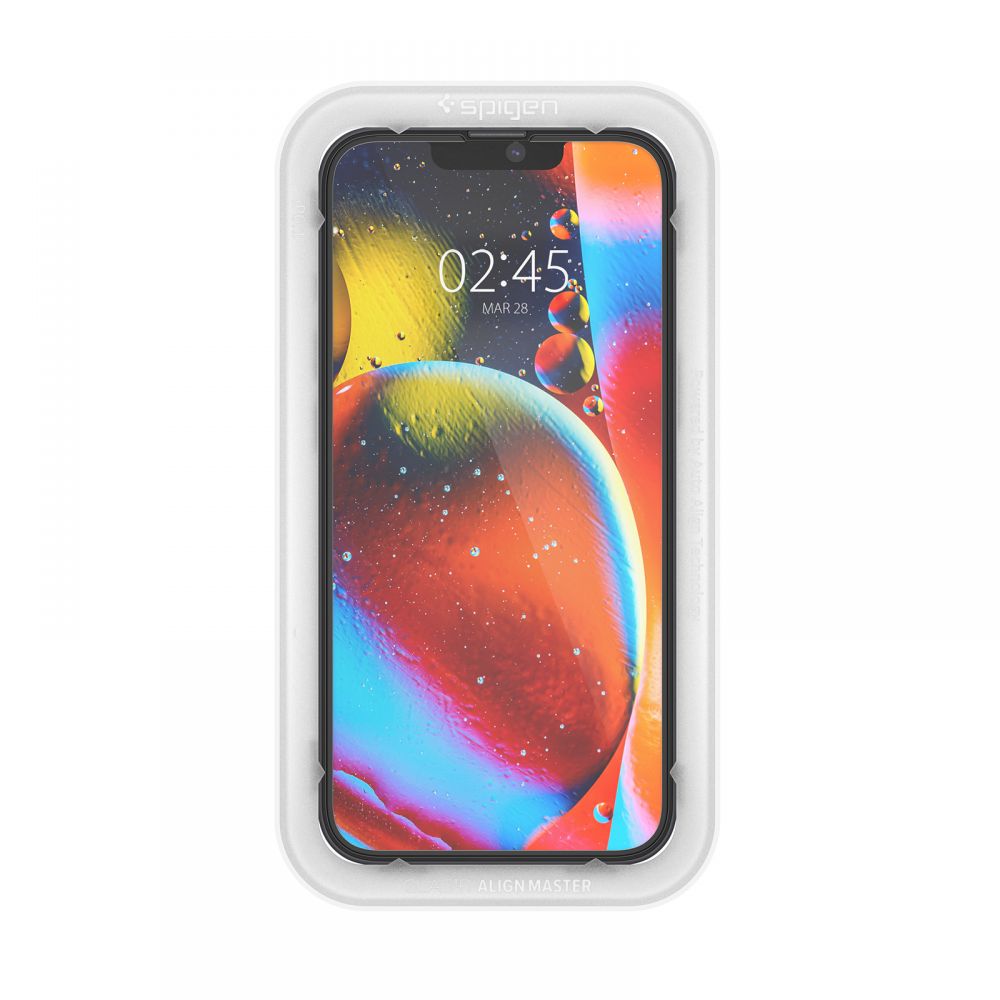 2X VETRO TEMPERATO SPIGEN ALM GLASS FC 2-PACK IPHONE 13 / 13 PRO NERO