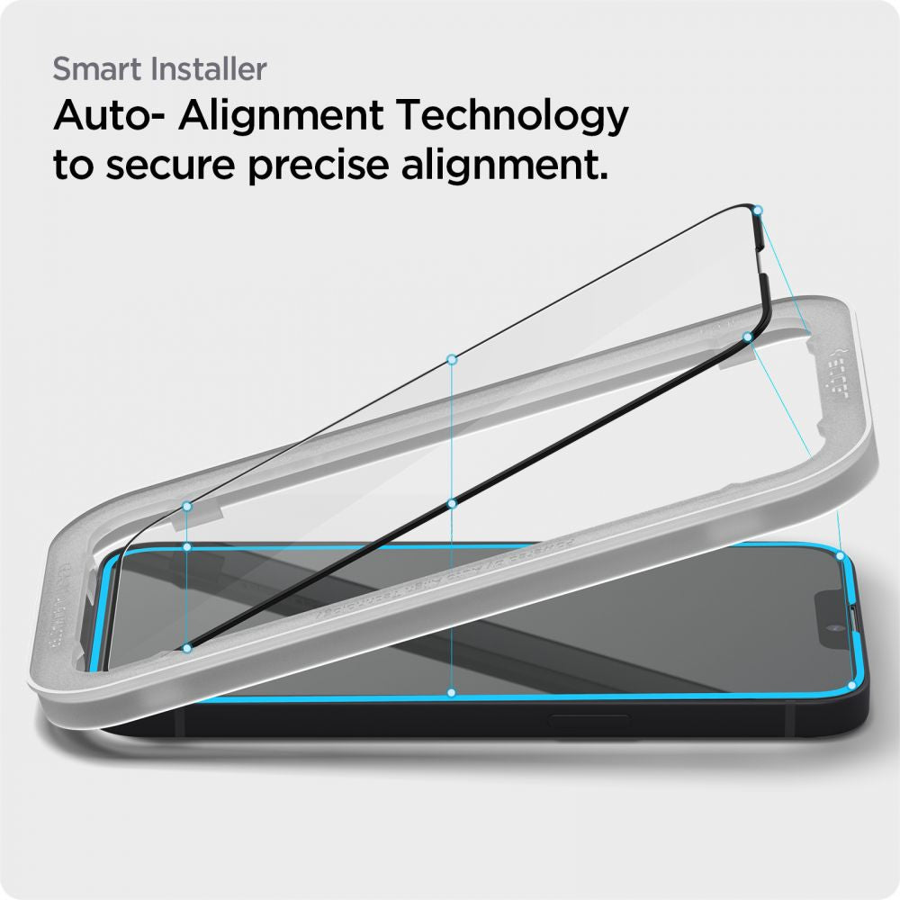 2X VETRO TEMPERATO SPIGEN ALM GLASS FC 2-PACK IPHONE 13 / 13 PRO NERO