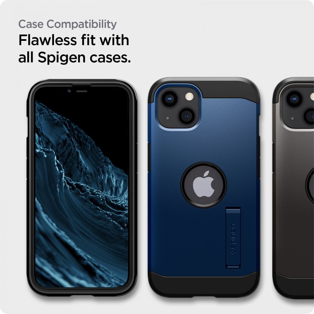 2X VETRO TEMPERATO SPIGEN ALM GLASS FC 2-PACK IPHONE 13 / 13 PRO NERO