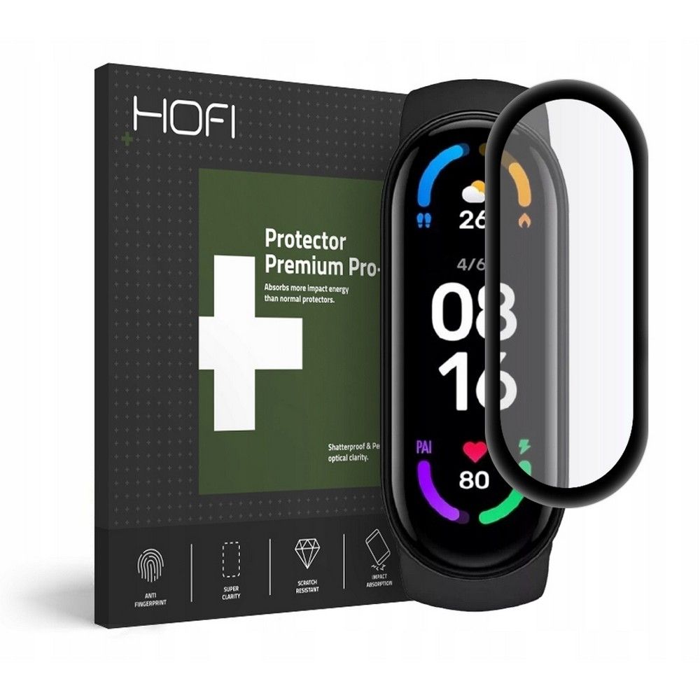VETRO TEMPERATO PER XIAOMI MI SMART BAND 6 HOFI HYBRID GLASS NERO