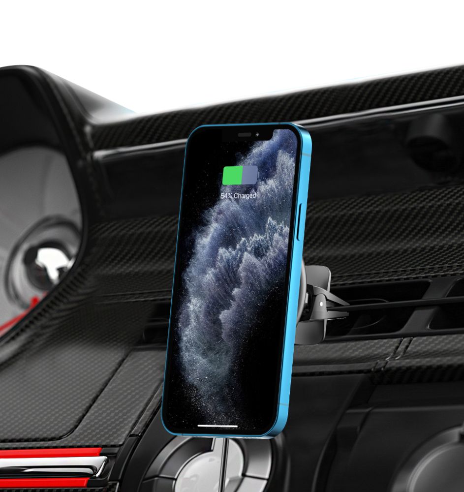 MONTAGGIO PER TELEFONO IN AUTO CON RICARICA WIRELESS TECH-PROTECT A2 MAGNETIC MAGSAFE VENT CAR MOUNT WIRELESS CHARGER 15W NERO