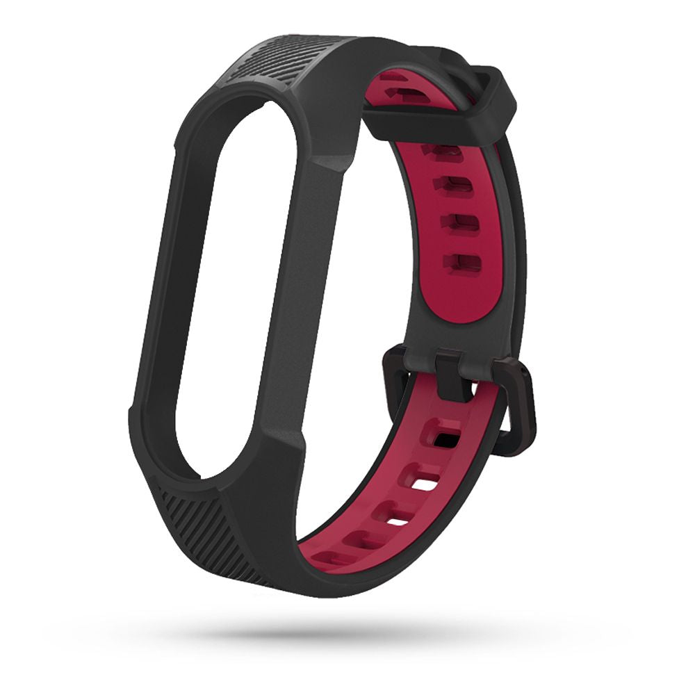 CINTURINO PER XIAOMI MI BAND 5 / 6 / 6 NFC HEYBAND SHIELD NERO/ROSSO