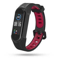 CINTURINO PER XIAOMI MI BAND 5 / 6 / 6 NFC HEYBAND SHIELD NERO/ROSSO