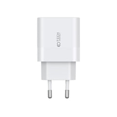 CARICATORE DI RETE PER CELLULARE E TABLET TECH-PROTECT C20W CARICATORE DI RETE A 2 PORTE PD20W + CAVO TYPE-C BIANCO