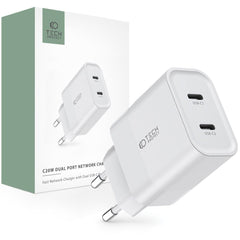 CARICATORE DI RETE PER CELLULARE E TABLET TECH-PROTECT C20W CARICATORE DI RETE A 2 PORTE PD20W BIANCO