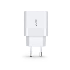 CARICATORE DI RETE PER CELLULARE E TABLET TECH-PROTECT C30W CARICATORE DI RETE A 2 PORTE PD30W/QC3.0 BIANCO