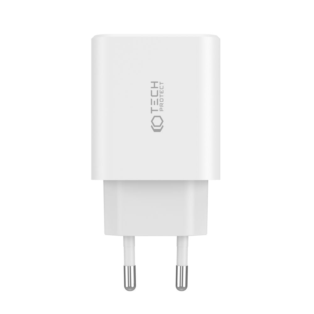 CARICATORE DI RETE PER CELLULARE E TABLET TECH-PROTECT C30W CARICATORE DI RETE A 3 PORTE PD30W/QC3.0 BIANCO