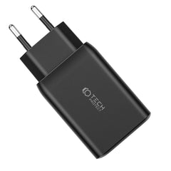CARICATORE DI RETE PER CELLULARE E TABLET TECH-PROTECT C65W CARICATORE DI RETE A 3 PORTE PD65W/QC3.0 NERO