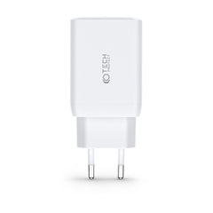 CARICATORE DI RETE PER CELLULARE E TABLET TECH-PROTECT C65W CARICATORE DI RETE A 3 PORTE PD65W/QC3.0 BIANCO