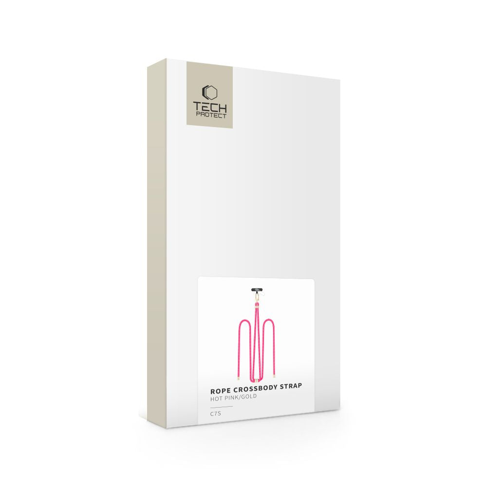 TECH-PROTECT C7S CINGHIA IN PELLE A CROCE ROSA FLUO/ORO