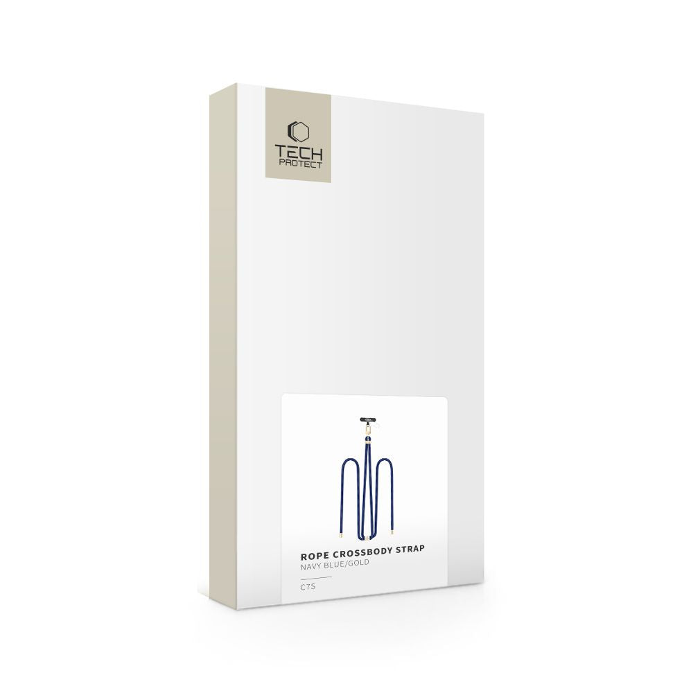 TECH-PROTECT C7S CINGHIA IN PELLE A CROCE BLU NAVY/ORO