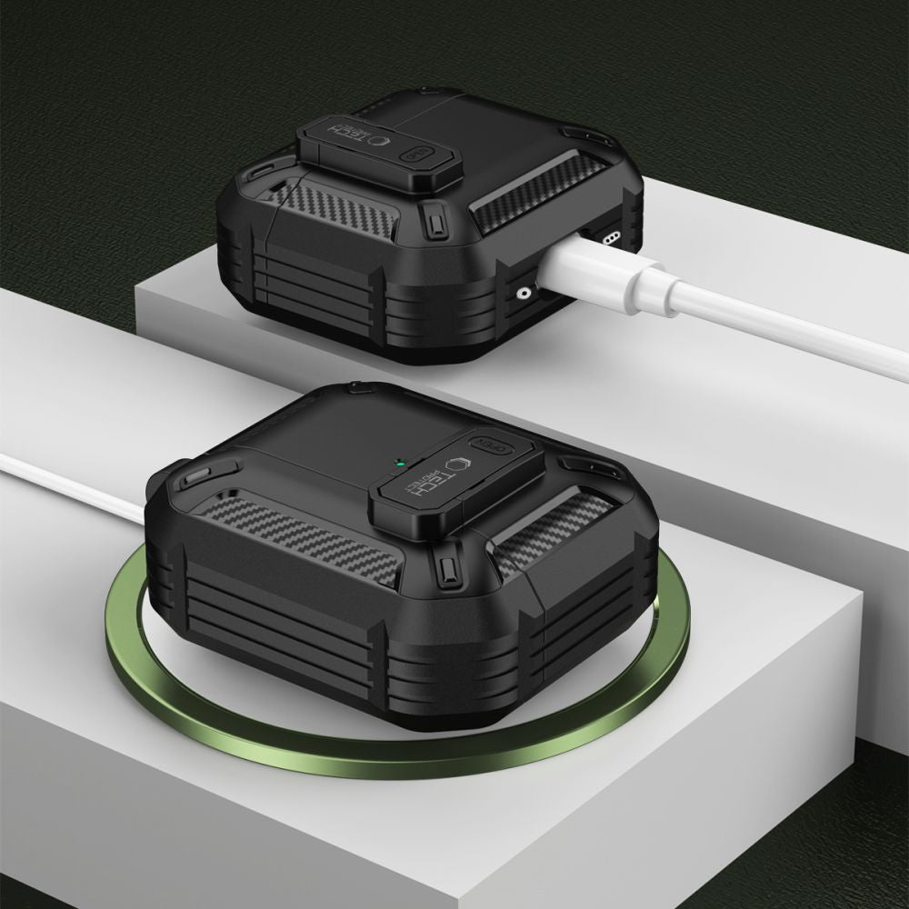 COPERTURA TECH-PROTECT CARBONOX APPLE AIRPODS 4 NERA